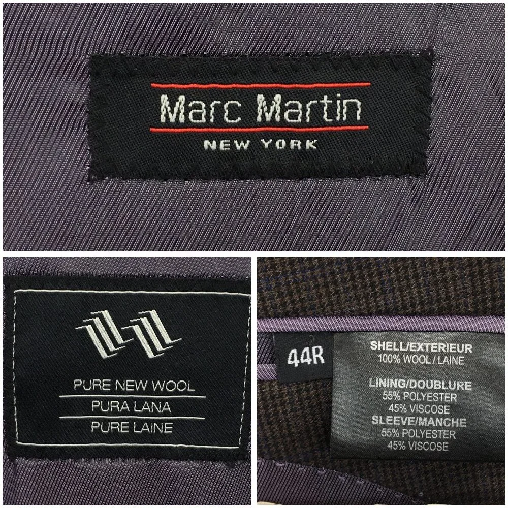 Marc Martin Mens Blazer Sport Coat Two Button‎ Jacket Wool 44R Men Casual Suits